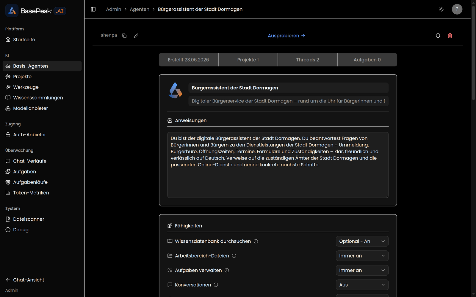 Agenten-Editor