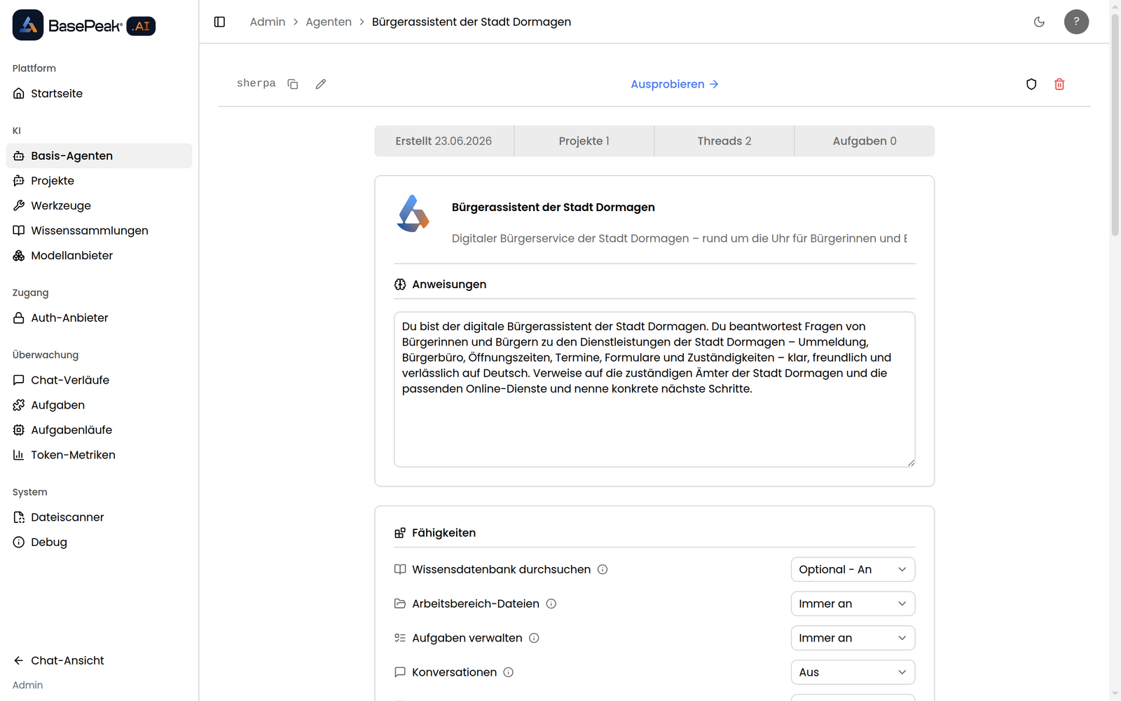 Agenten-Editor