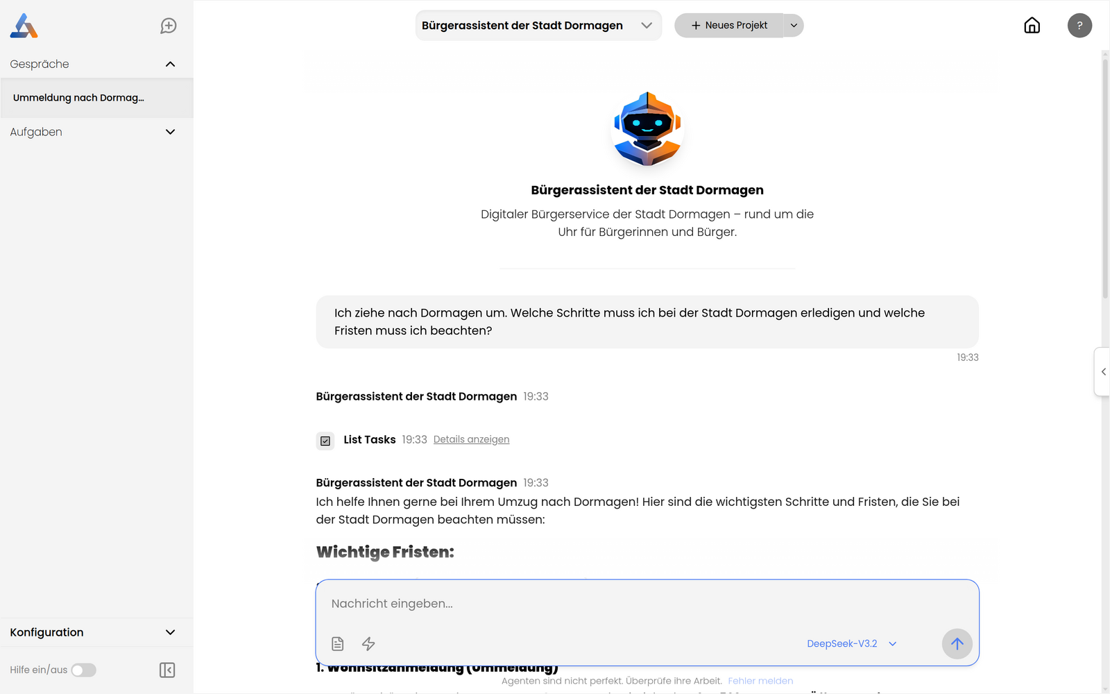 Gespräch mit einem Agenten