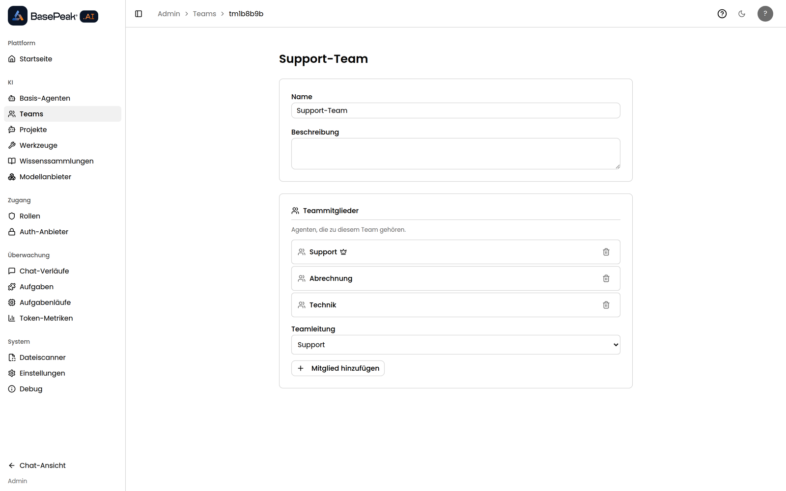 Teams-Verwaltung